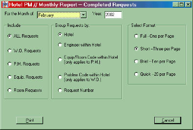 Monthly Report Options